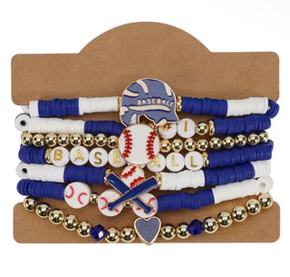 Charmed Blue & White Baseball Bracelet Stack