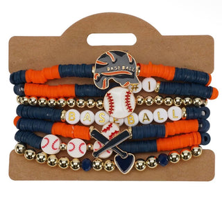Charmed Blue & Orange Baseball Bracelet Stack
