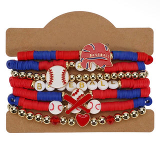 Charmed Red & Blue Baseball Bracelet Stack