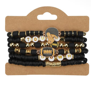 Black & Gold Touchdown Bracelet Stack