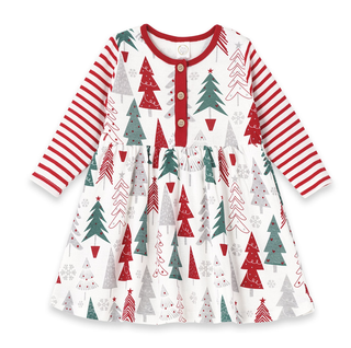 Baby Girl's Christmas Trees Cotton Dress