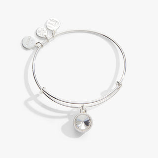 April Clear Crystal Birthstone Charm Bangle