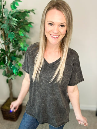 Ash Black V Neck Tee
