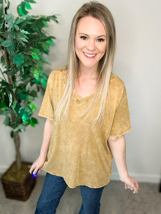 Camel V Neck Tee
