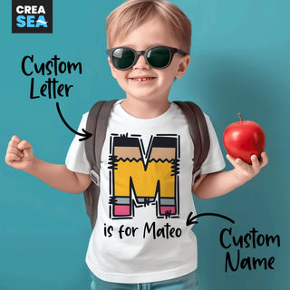 Custom Pencil Letter and Name Tee - Kids