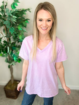 Lavender V Neck Tee