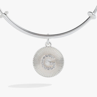 Initial G Pave Starburst Texture Bangle