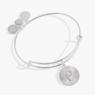 Initial P Pave Starburst Texture Bangle