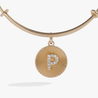 Initial P Pave Starburst Texture Bangle