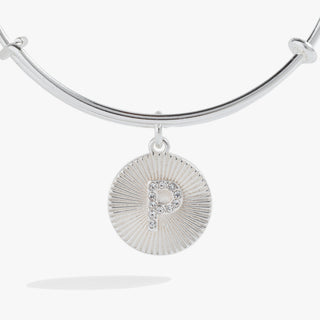 Initial P Pave Starburst Texture Bangle