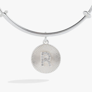 Initial R Pave Starburst Texture Bangle