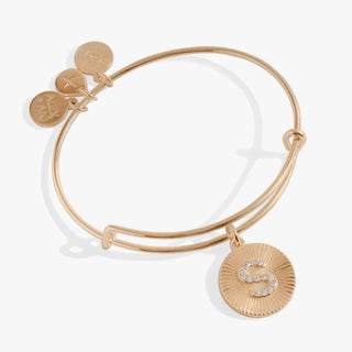 Initial S Pave Starburst Texture Bangle