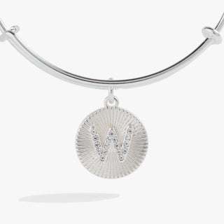 Initial W Pave Starburst Texture Bangle