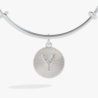 Initial Y Pave Starburst Texture Bangle