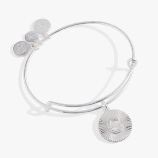Initial C Pave Starburst Texture Bangle
