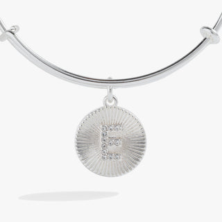 Initial E Pave Starburst Texture Bangle